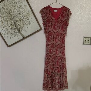 Elegant Red Paisley Dress